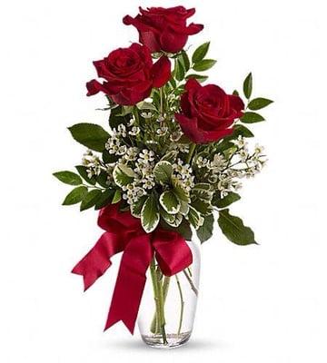 The tri of roses. Sweet and perfect for letting them know you are thinking about them.