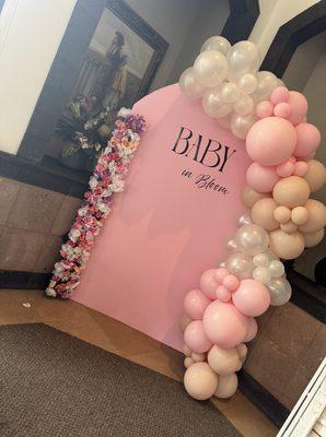 Backdrop created for a Baby in Bloom baby shower