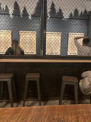 The axe throwing area