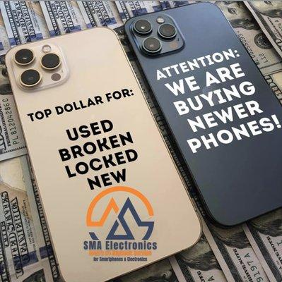 SMA Electronics - Top Dollar, Same-Day-Cash Paid for New, Used, Broken, Damaged, Locked, Cracked - iPhones, Samsungs, and 20+ Electronics.