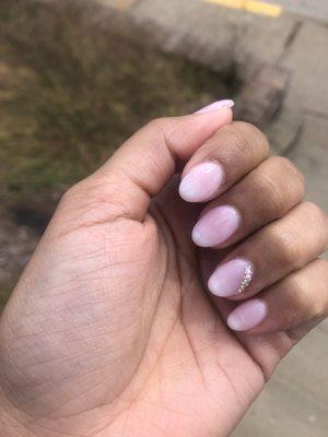 Gel wedding nails - frombé with crystals by Cassie.