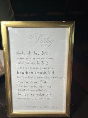 Drink menu