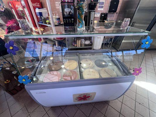 Walking past the salad bar is the regular mainland ice cream selections.