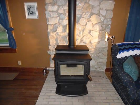 Enviro Freestanding Stove and custom Stone work