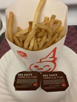 Large French Fries with 2 BBQ Sauces.