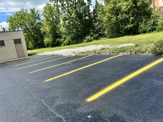 Parking lot lines after black top restoration