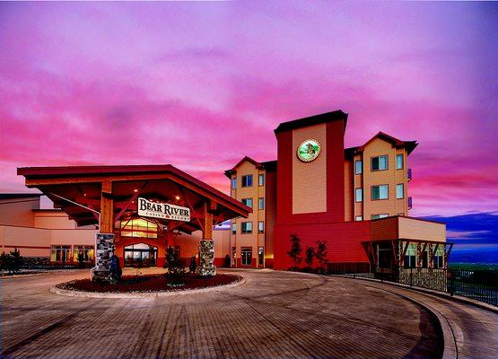 Bear River Casino Resort at dusk.