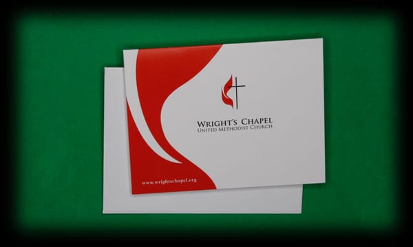 Thank You card with matching envelope for Wright's Chapel United Methodist Church.