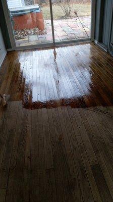 Hardwood floor refinishing