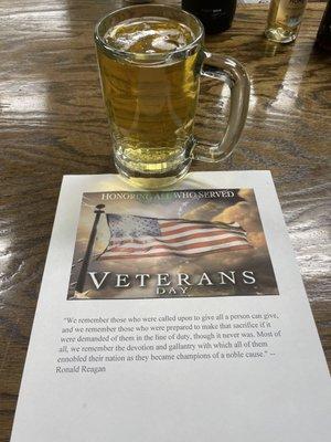 A beer at the bar at an empty stool.