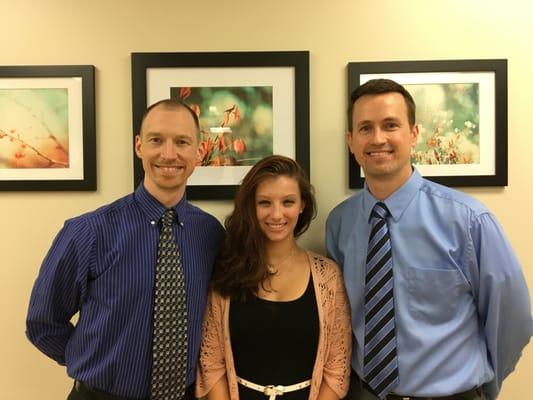 Dr. Warren (left), office manager Katie and Dr. Deglmann at our office in Edina.