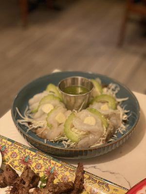 Goong chae Nam-pla - Thai raw shrimp salad