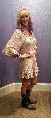 One of many boutique items that we carry..can be worn as a dress or long top!