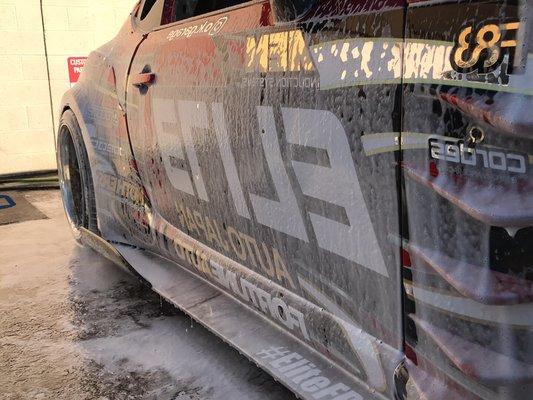 Foam bath on the drift cars getting ready to head out to a event!