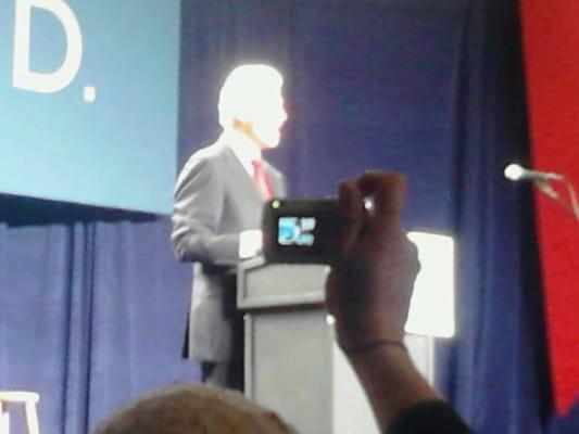 Bill Clinton and Bruce Springsteen from the third row