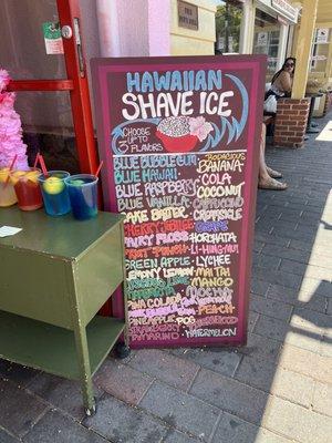 Shaved Ice Menu