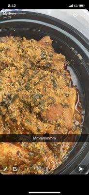 Pounded yam (fufu) and egusi soup