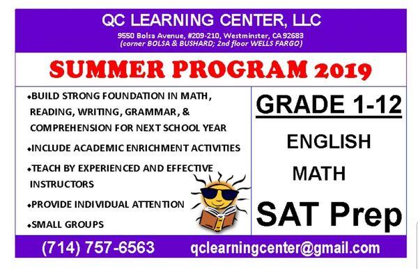 Summer Program 2019 for 1st-12th