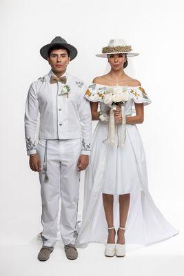 Graceful Wedding Gown & Fine Ethereal Groom's Matching Shirt and Pant by Alvin Alan Fashion LLC