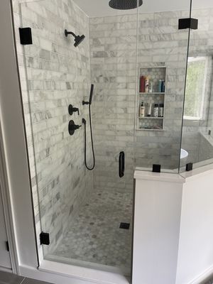 Six Way Tile Shower Remodel With RainHead