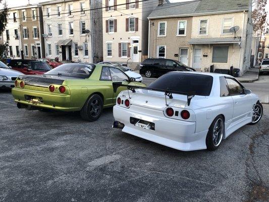 Just a couple Nissan skylines. One rb20det with upgraded turbo and the other with Rb25det swap (upgraded turbo as well)