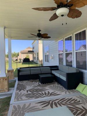 Patio side view with fans