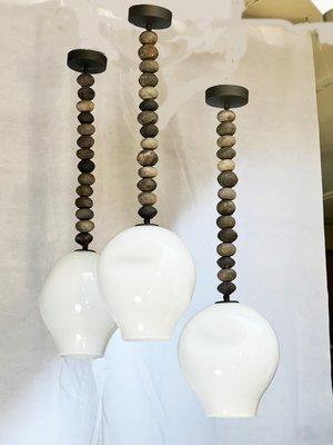 African beads, mouth blown milk glass