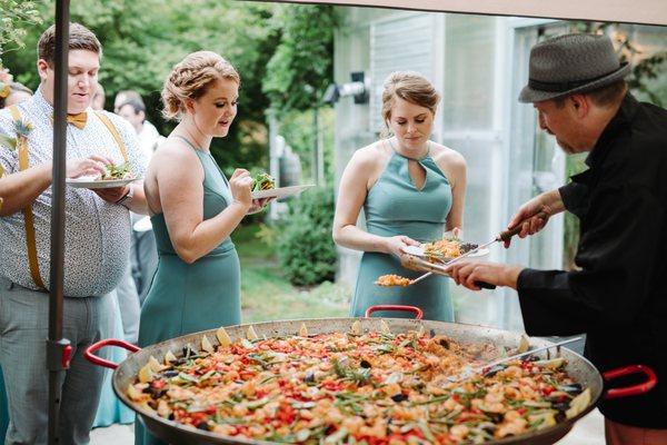 Bridesmaids love paella!