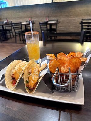 Fish Tacos with house potato chips