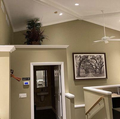 Trim Carpentry: Crown Molding and Boxed Beam Installation  Interior Painting Can Light Installation Drywall Installation