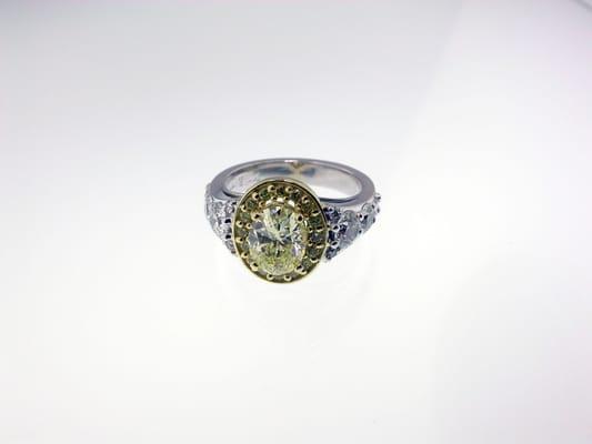 Yellow and White Diamond Ring