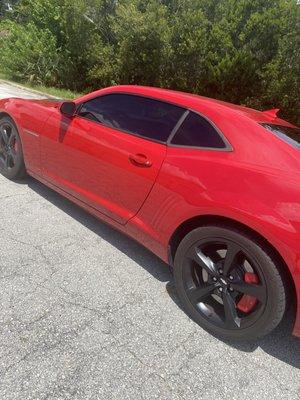 The Camaro looks sleek with carbon tints.