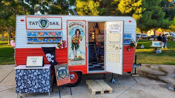 Our Mobile Tat Bar Vintage Travel Trailer for Events