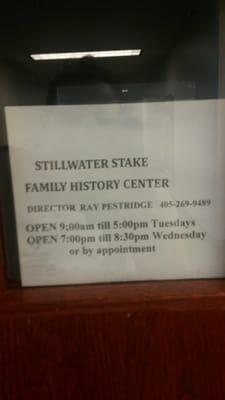 Family History Center hours