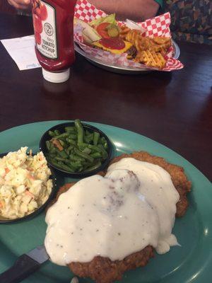 Country Chicken Fried Steak and double Cheeseburger