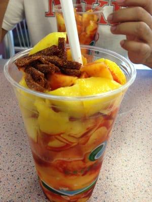 Havenly delicious Mangonada, chamoy, mango ice cream, mango chunks, sweet and spicy tamarindo candy yuuuuum