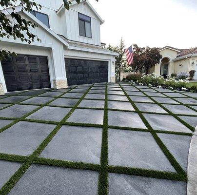 Concrete driveway and artificial install