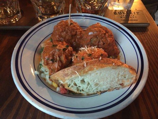 Enchiladas meatballs over risotto