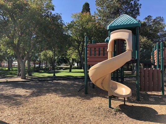 Playground and grassy park.