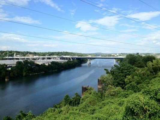 07-11-12; View of I-24 over the Cumberland River from Rolling Mill Hill, Nashville TN