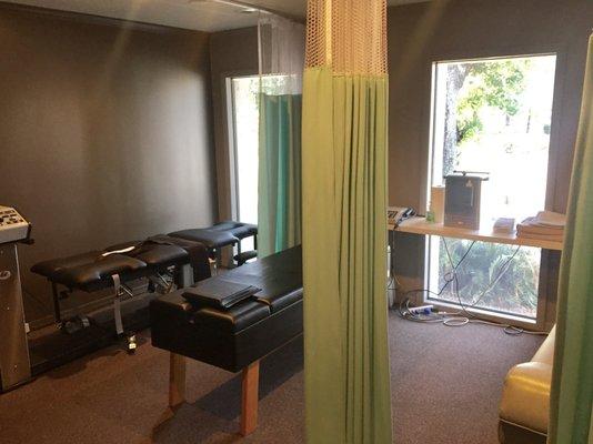 Our Passive therapy room. Includes Decompression, traction, Muscle stimulation, Ultrasound, and more