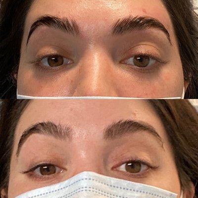 Before abs after brow Lamination holds your brows in place to keep them in check