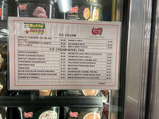 Ice cream prices