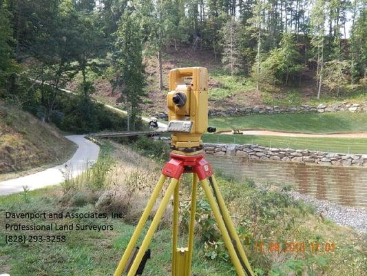 Surveying at Sequoyah National Golf Club in Whittier, NC