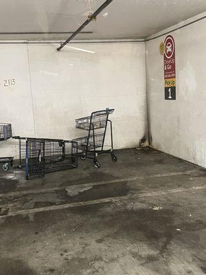 Overall this underground parking lot in downtown San Diego, California is filthy. Can someone please clean it up with a power washer?