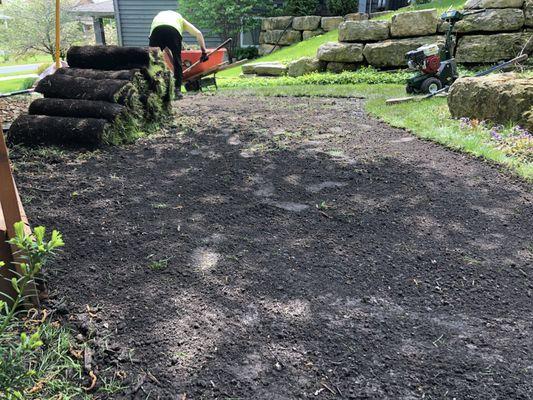 The Sod Squad - Sod Installation, Dirt Prep in a backyard in Madison