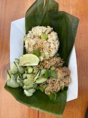 Shredded chicken adobo.  I believe it's southern style.