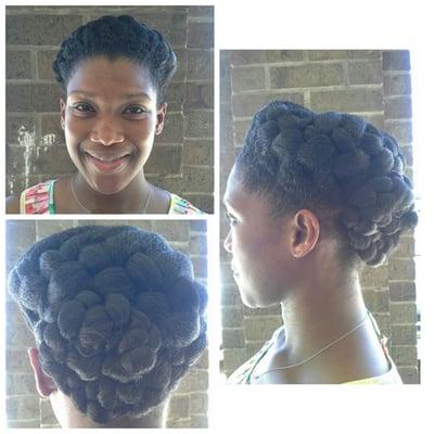 Natural  hair goddess braid updo