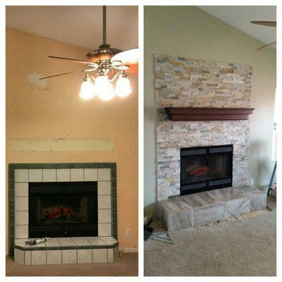 Before and after fireplace make over