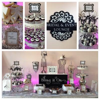 Black and white chic candy table